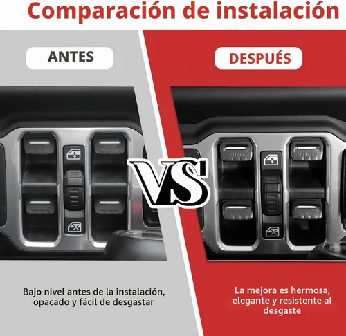 Vista 7 de Jimen Cubierta de botón de ventana para JL/JT, paquete de 4 cubiertas para interruptor de ventana trim accesorios interiores compatibles con Jeep