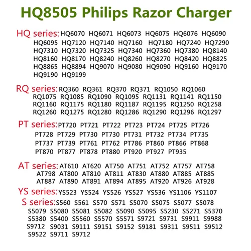 Vista 7 de HQ8505 - Cable de carga para afeitadora de 15 V, adaptador de corriente alterna, cable de carga compatible con Philips Norelco S7000 S5000 S3000