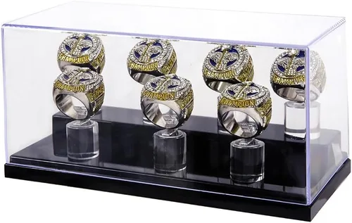 Vista 7 de Caja de exhibición de anillo de campeonato de 4 ranuras Para béisbol, softbol, fútbol, deportes, anillo de escuela secundaria (Cuatro agujeros-1)
