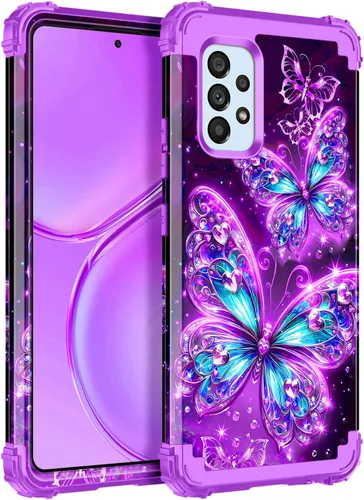 Vista 14 de Casetego Funda compatible con Galaxy A15 5G, que brilla en la oscuridad, tres capas, resistente, resistente, a prueba de golpes, protección