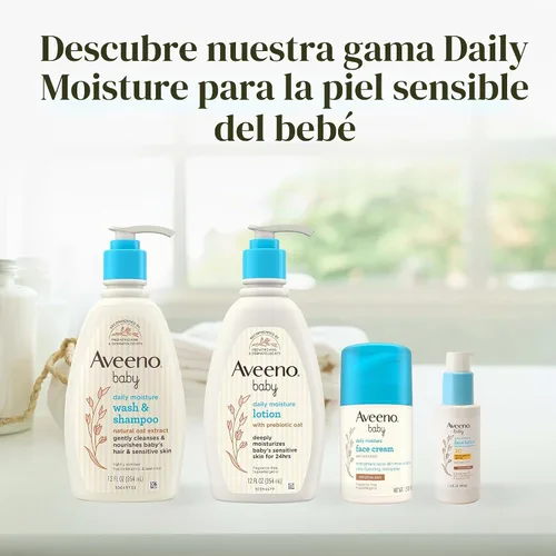 Vista 8 de Gel de ducha y champú Aveeno de bebé, J&J057778, 1, 1 2-in-1 Baby Wash and Hair Shampoo with Oat Extract, For Sensitive Skin and Hair, No Added