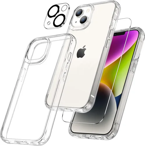 Vista 13 de Maxdara - Carcasa magnética transparente para iPhone 13 con protector de pantalla, transparente Funda transparente delgada 3 en 1 con protector