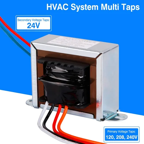 Vista 4 de 24V 40VA Control Transformer, Primary 120/208/240V, Secondary 24V Isolation Transformer with Foot Mount for HVAC Furnace Multi Tap