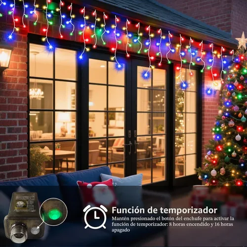 Vista 2 de JXLEDAYY Luces de Navidad superlargas de 1280 luces LED de 131 pies con 240 caídas, enchufables, con 8 modos de decoración de Navidad, para Multi
