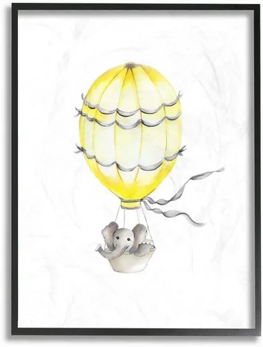 Vista 8 de The Kids Room by Stupell - Placa de pared con diseño de elefante de dibujos animados en globo aerostático, zoológico, 10 x 15 pulgadas, multicolor