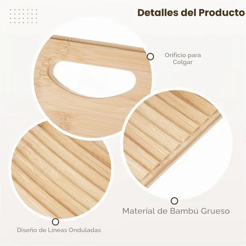 Vista 4 de BATTIPAW - Tabla de lavado de madera para lavar a mano, 15.7 pulgadas, tabla de limpieza antideslizante de bambú, tabla de limpieza rural de moda