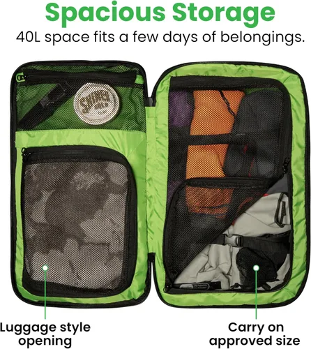 Vista 18 de COR Surf Mochila de viaje de mano Island Hopper 2.0 Mochila ultraligera aprobada para artículos personales 28L Negro Edición impermeable