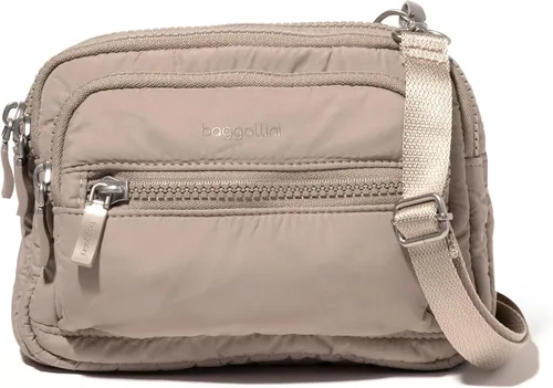 Vista 9 de Baggallini Bolsa cruzada pequeña con triple cremallera para mujer, 8 x 6 pulgadas, ligera, convertible