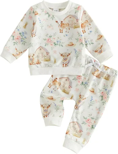 Vista 8 de Pantalones de sudadera con estampado de vaca y pollito, para bebé Blanco