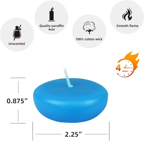Vista 5 de Zest Candle Velas flotantes de 24 piezas, 2.25 pulgadas, turquesa