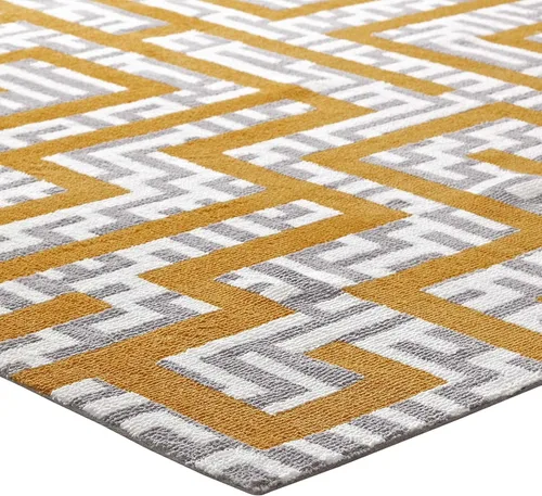 Vista 3 de Modway Nahia - Alfombra geométrica de laberinto de 5 x 8 pies, color marfil, gris claro y amarillo plátano