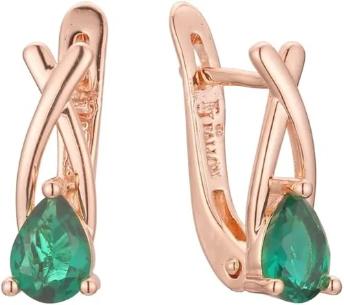 Vista 2 de SAGEKING 2024 New 2024 Korean Earring Green Stone Rose 585 Gold Color Fashion Jewelry Women Gift Fashion Accessories