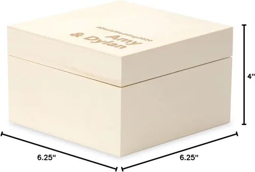 Vista 6 de WEDDINGSTAR Caja de regalo de recuerdo de madera grabada personalizada con tapa extraíble - fuente de bloque