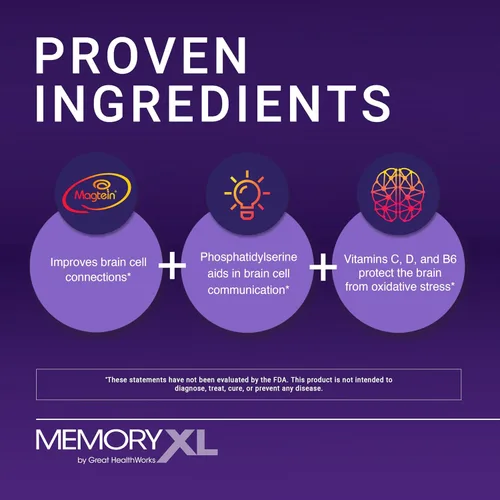 Vista 2 de MemoryXL, Treonato de Magnesio L: Suplemento cerebral para la memoria y la concentración; Magtein®, Fosfatidilcolina, Mezcla de vitaminas. Mejora
