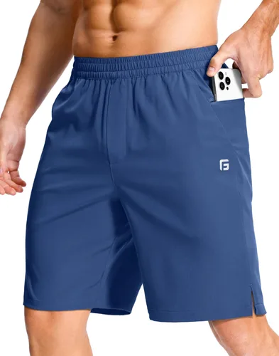 Vista 89 de GGJ Pantalones cortos deportivos ligeros para hombre con 2 bolsillos con cremallera de 7/5/9 pulgadas, pantalones cortos de tenis de secado rápido