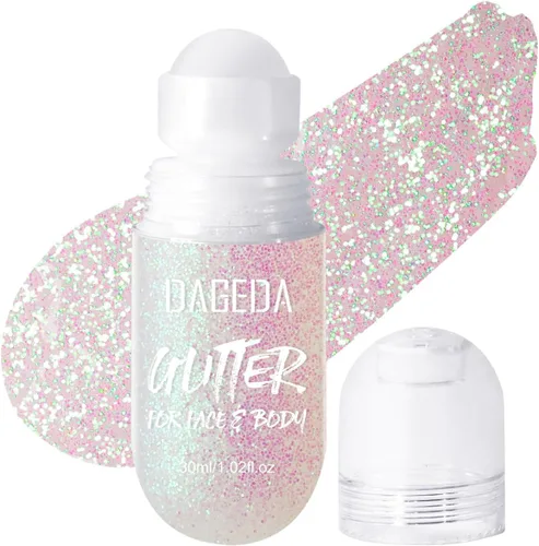 Vista 16 de DAGEDA Gel de purpurina corporal, purpurina facial enrollable para maquillaje de sirena, accesorios para festivales, rave, gel holográfico