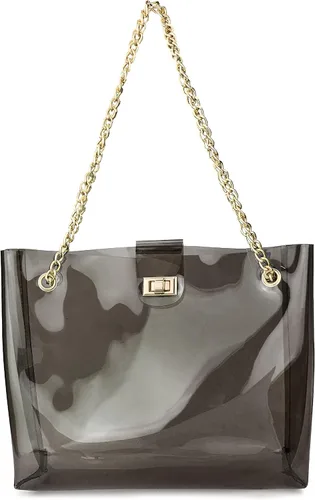 Vista 7 de Bolso tote de cadena transparente multifunción con bloqueo de giro para mujer