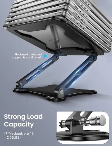 Vista 6 de LOXP Adjustable Laptop Stand for Desk, Portable Airflow Laptop Riser Holder Negro clásico
