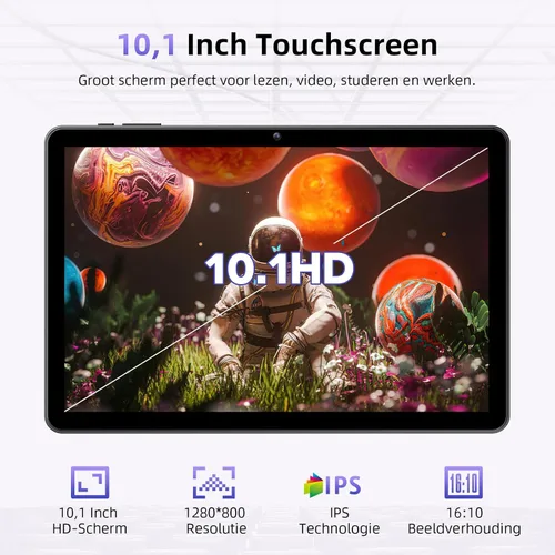 Vista 3 de Tablet de 10 pulgadas, tabletas Android 15 con funda, 18 GB de RAM + 128 GB de ROM (expandir a 1 TB), Octa-Core, pantalla táctil IPS HD de 1280 x