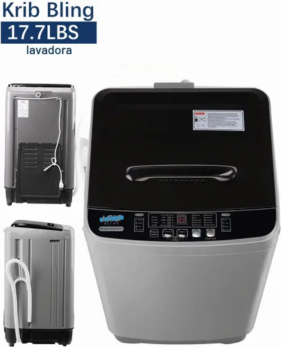 Vista 7 de Lavadora completamente automática con pantalla LED, bomba de drenaje portátil de 17.7 libras, 10 programas y 8 niveles de agua seleccionados, ideal