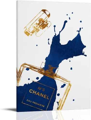 Vista 13 de WEboL Póster de Botella de Perfume Azul Marino Dorado de Moda Pintura Decorativa Lienzo Arte de Pared Imagen Impresión Decoración Moderna