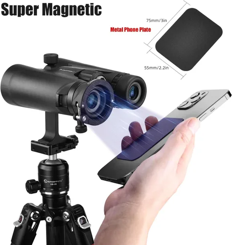 Vista 4 de SUNWAYFOTO BA-43 - Adaptador de teléfono celular para binocular, soporte universal para teléfono inteligente para binocular, compatible con ocular