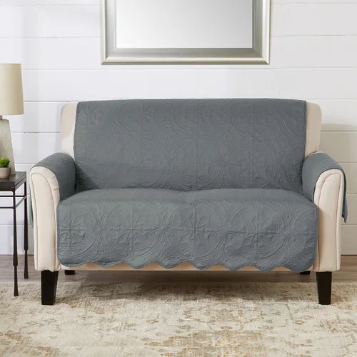 Vista 48 de Great Bay Home Funda reversible de retazos reclinable, lavable, protector de muebles con correas elásticas, perfecta para niños y mascotas, detalle