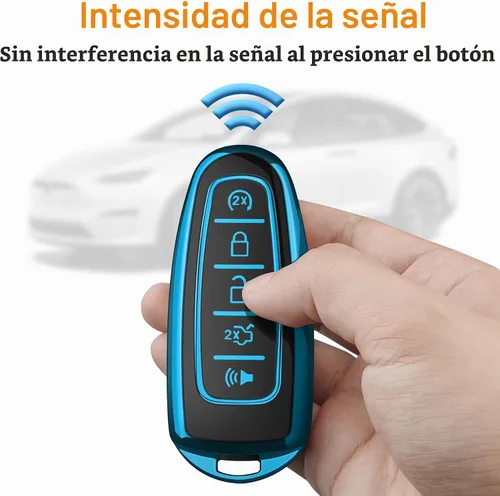 Vista 5 de Funda para Llavero de Ford con Llavero Carcasa de Llave de Protección Completa Suave Estuche de Llave Compatible con Ford C-Max Edge Escape Azul