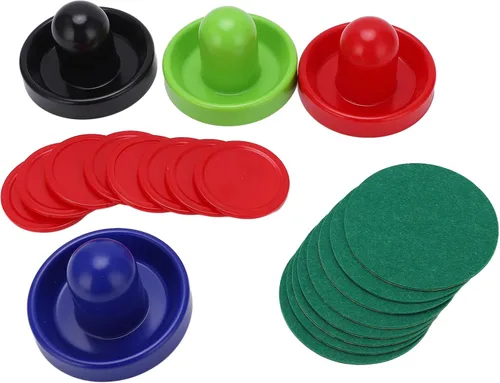 Vista 7 de Multicolor Table Hockey Pushers Pucks Set, Replacement Hockey Accessories Kit with 4 Pushers and 8 Pucks, Thick Felt Bottom for Smooth Sliding on