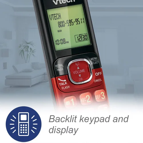 Vista 6 de Teléfono inalámbrico VTech DECT 6.0, Rojo