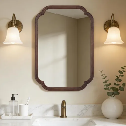 Vista 54 de Espejos de Baño de Madera para Montar en la Pared, 16" x 20" Marco de Madera Rústica Espejos de Pared Decorativos para Sala de Estar o Dormitorio