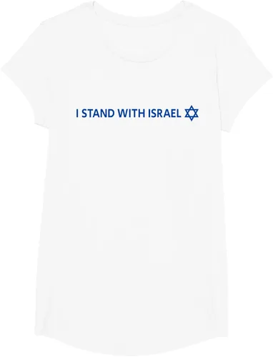 Vista 17 de I Stand With Israel Camiseta de la estrella judía de David de la bandera israelí, Blanco