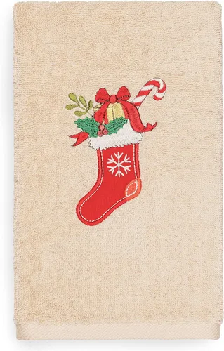 Vista 14 de Toalla de mano bordada de lujo 100% algodón turco, racimo de acebo de Navidad