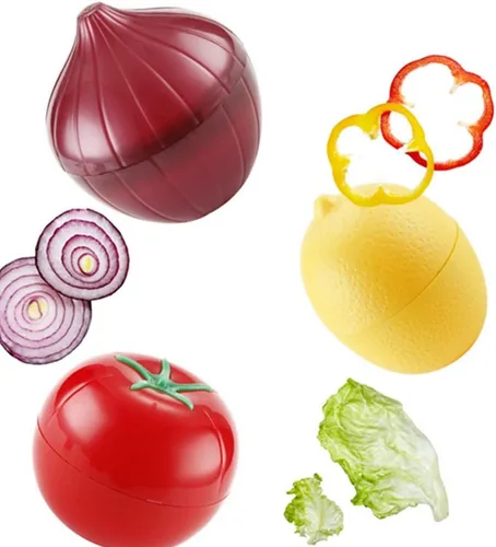 Vista 4 de Recipientes de almacenamiento de verduras y frutas para refrigerador, 5 unidades, sin BPA, reutilizables, para guardar alimentos, tomate, aguacate