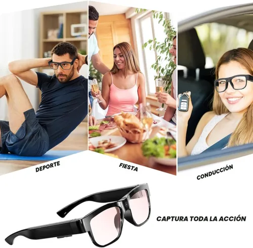 Vista 6 de Gafas de Cámara Gafas de Video Inteligentes con Cámara Gafas Deportivas Portátiles para los Ojos Grabación al Aire Libre Motociclismo Senderismo
