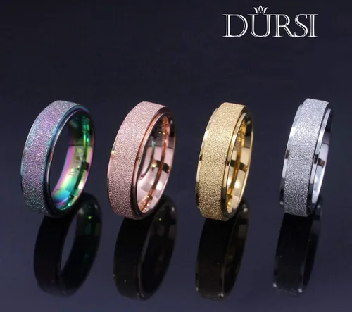 Vista 5 de Anillo giratorio para mujer y hombre de acero inoxidable con acabado de lijado para ansiedad, 6 mm / 8 mm