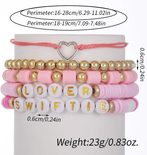 Vista 6 de Taylor Friendship Bracelets, Inspiring Bracelets for Women Girls,1989 Lover Speaknow Midnight Tour Reputation Fearless Anti-Hero Bracelets, Hershi