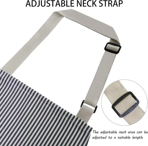 Vista 3 de ATROPOS Paquete de 2 delantales para mujeres con bolsillos, delantales de cocina para mujeres y hombres, delantales de chef ajustables para cocina
