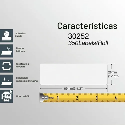 Vista 3 de BETCKEY - Etiquetas de dirección y código de barras compatibles con DYMO 30252 (1-1/8" x 3-1/2") - Compatible con DYMO Labelwriter 450, 4XL,