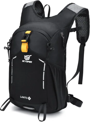 Vista 14 de SKYSPER Mochila de senderismo pequeña – Mochila de viaje de 15 L, ligera, resistente al agua, mochilas de senderismo para mujeres y hombres, Negro