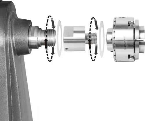Vista 2 de Adaptador de rosca macho de 1-1/4 "x 8TPI a 1" x 8TPI Macho, para torno de madera con rosca de husillo de 1-1/4 "x8TPI, adaptador de husillo
