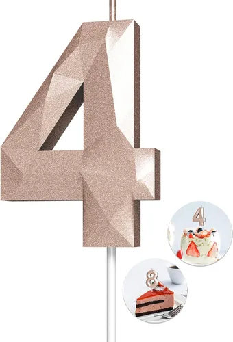 Vista 17 de Velas de cumpleaños con números (0 velas negras), forma de diamante 3D, decoración de pastel de feliz cumpleaños para niños y hombres, cumpleaños