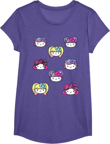 Vista 22 de hello kitty Kawaii Multi peinado Tee, Azul (Heather blue)