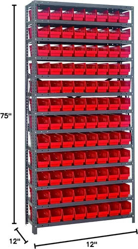 Vista 406 de Quantum QSBU-245BK Heavy Duty Shelving Unit with (7) Shelves and (24) QUS245 Black Bins for Garage Warehouse Storage Distribution 400 lb Load