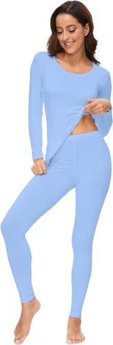 Vista 3 de WiWi Conjunto de pijama de viscosa suave de bambú para mujer, ropa interior térmica larga, súper cálida, capa base, pantalones de pijama S-3X