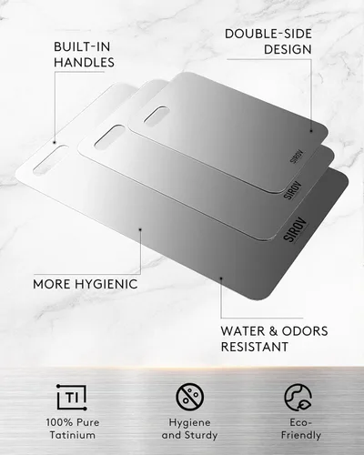 Vista 5 de Katori Titanium Cutting Board, 100% Pure Titanium Cutting Boards For Kitchen, Best Non Toxic chopping board, Dishwasher safe, Hygiene and Durability
