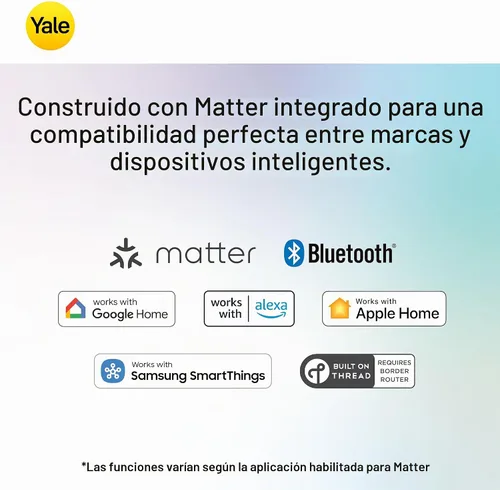Vista 2 de Cerradura inteligente Yale con llave con Google Matter, color ceniza Keypad + app + key entry, Google Home app control, ANSI/BHMA Grade 2, Fits