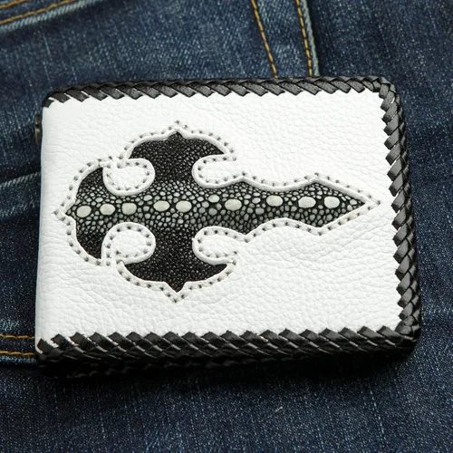Vista 7 de White Stingray Skin - Cartera de motociclista para hombre talla M Blanco Cartera