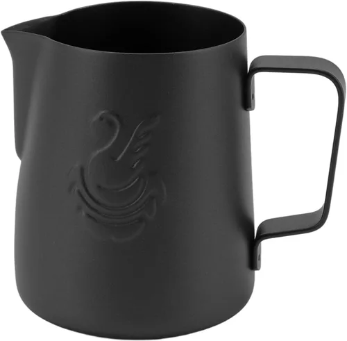 Vista 6 de Jarra de espuma de leche, a prueba de derrames, acero inoxidable 304, 14.2 fl oz, boquilla de águila para uso doméstico (negro)