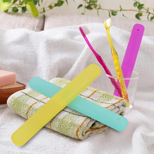 Vista 5 de Cllayees 6 soportes para cepillos de dientes de viaje, contenedor portátil transpirable para cepillos de dientes, soporte transparente de varios